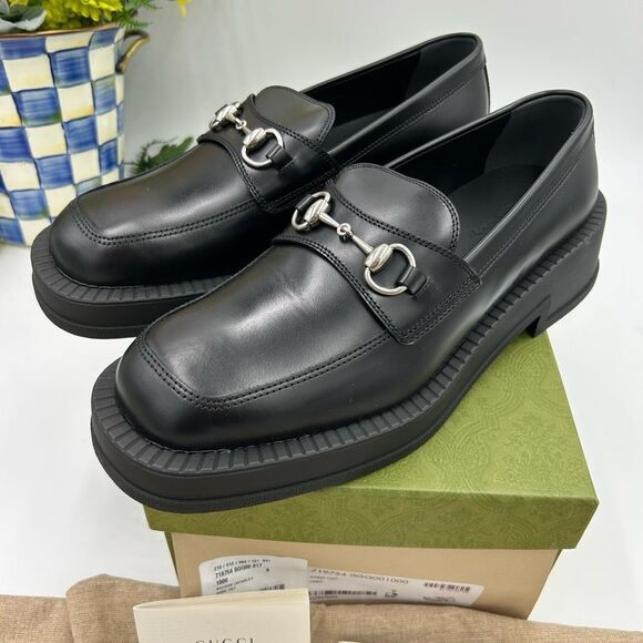 Men’s Gucci horse bit chunky leather loafers size 9, made in Italy - Picture 5 of 9